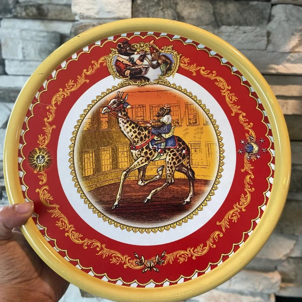 Restoration Hardware Circus Animals 4 Tin Plates Set Tin & Lid Whimsical